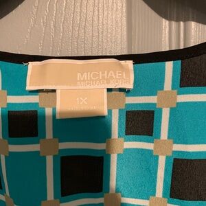 Michael Kors Turquoise and Black Checkered Blouse